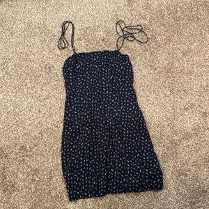 Elegant Navy Blue Spaghetti Strap Dress